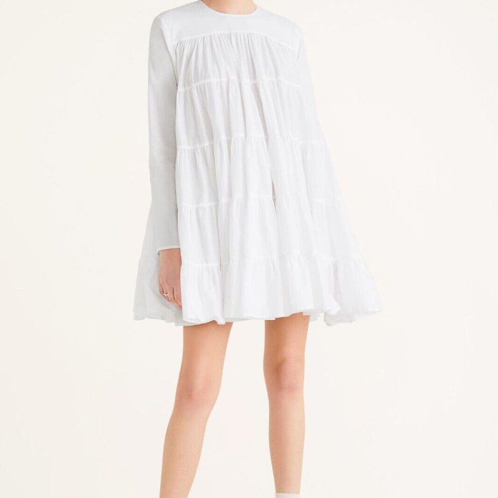 Merlette Soliman Tiered mini Dress White SMALL